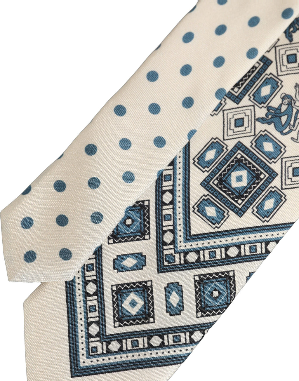Dolce & Gabbana Off White Blue Geometric Tie