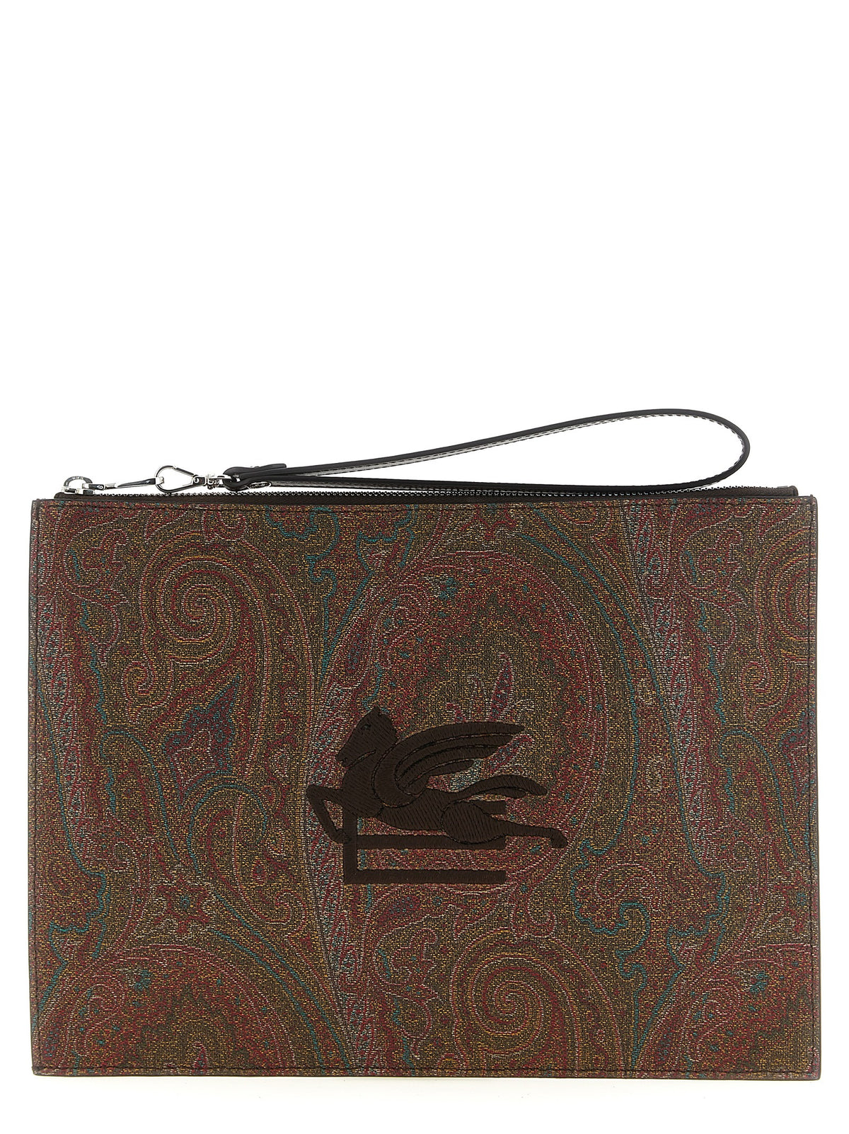 Brown Cotton Clutch Bag