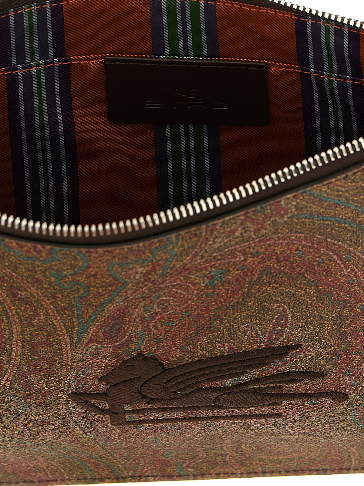 Brown Cotton Clutch Bag