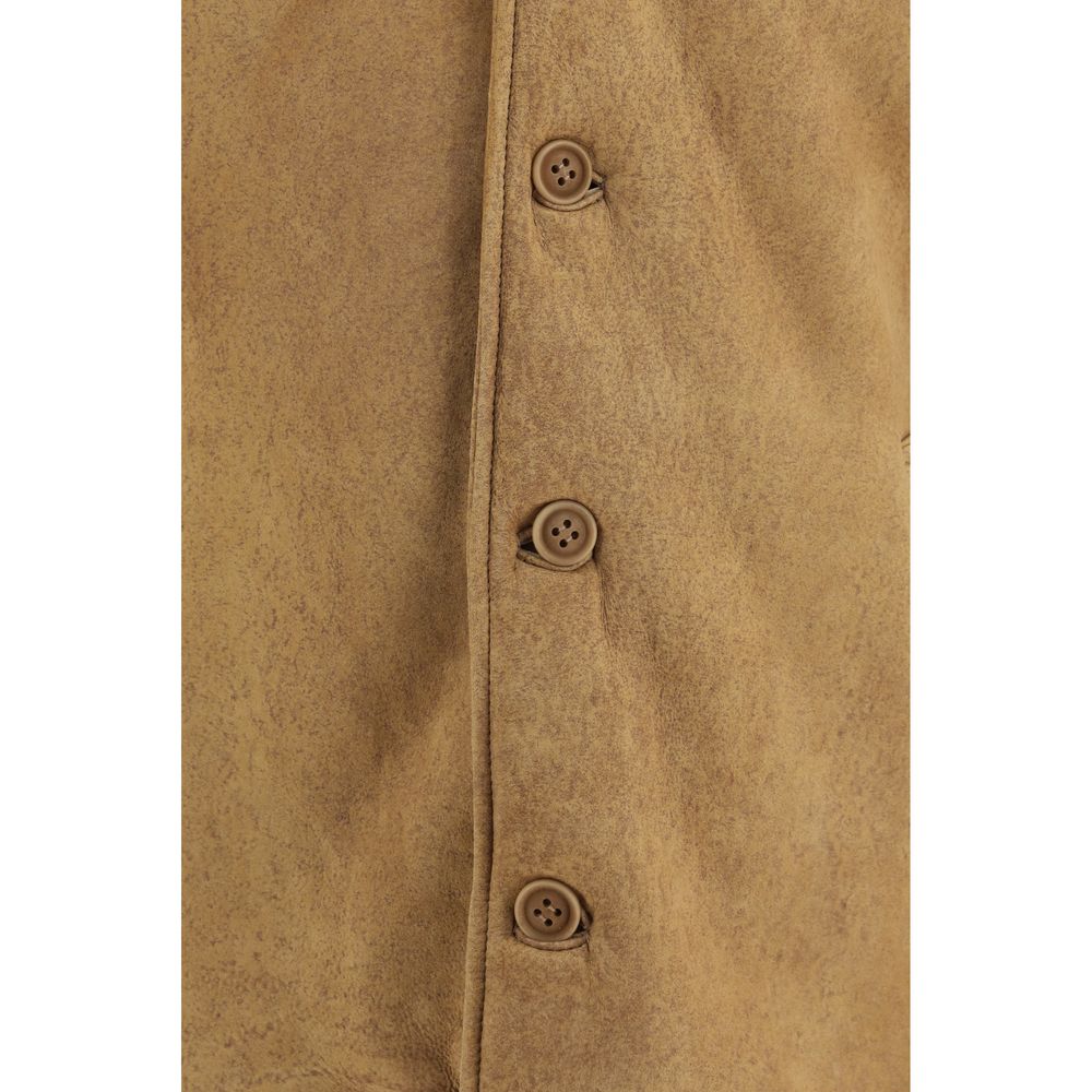 Salvatore Santoro Brown Leather Long Jacket