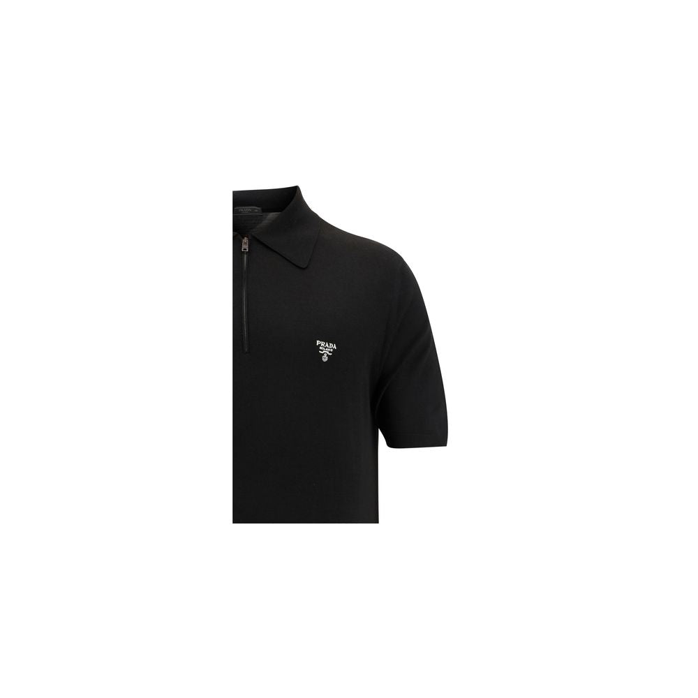 Prada Black Wool Polo Shirt