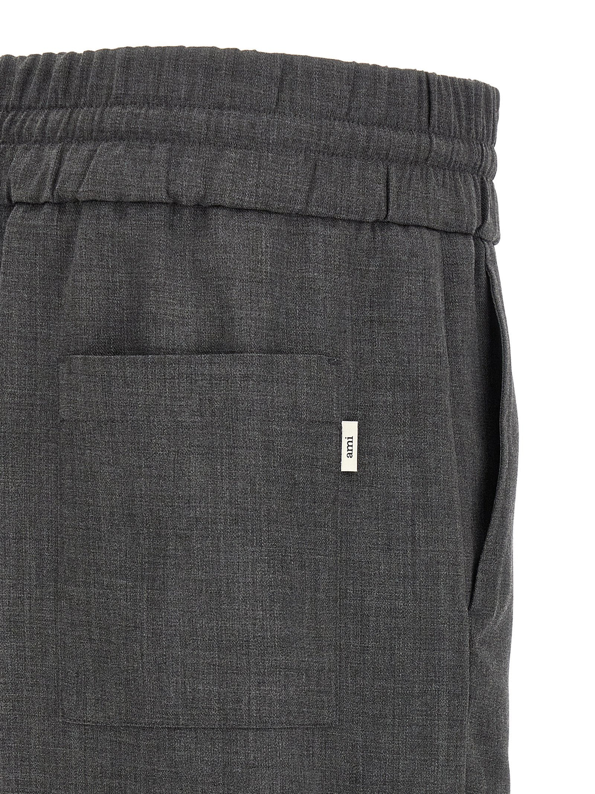 Ami Paris Grey Virgin Wool Casual Trousers