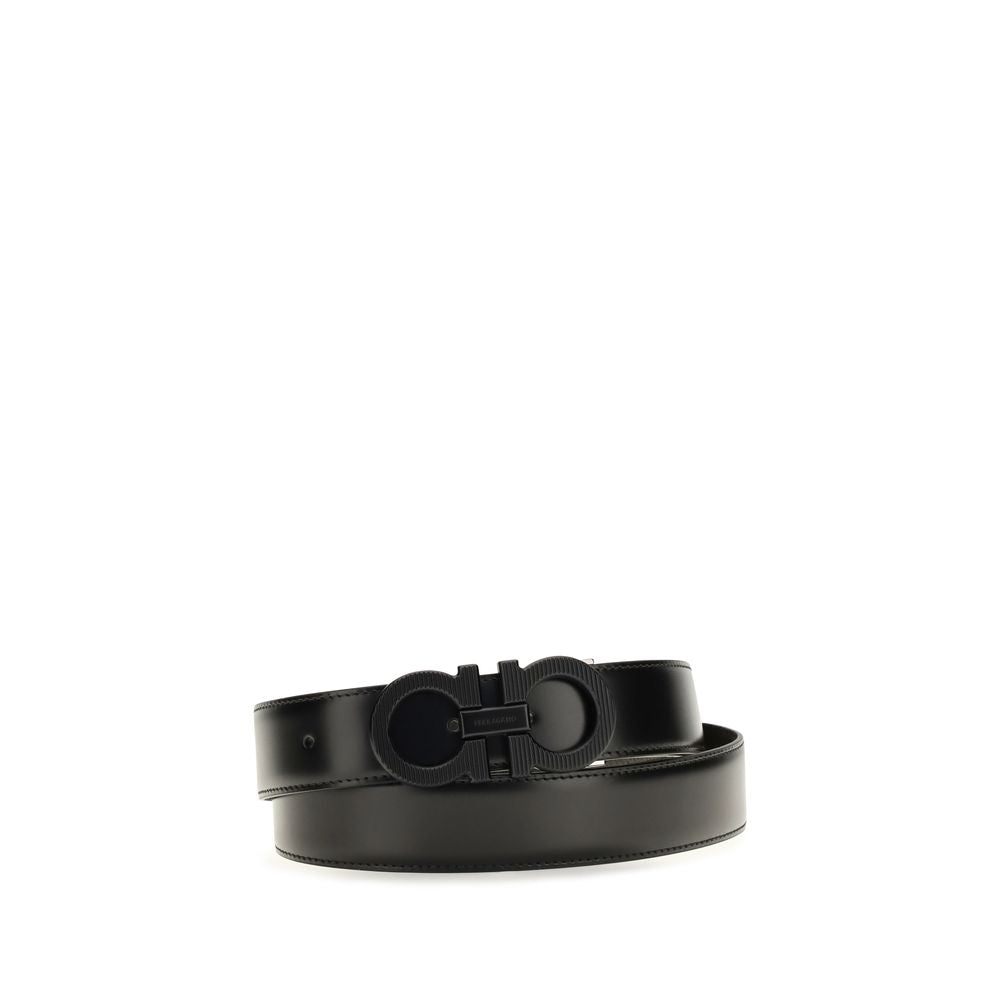 Ferragamo Black Calf Leather Belt