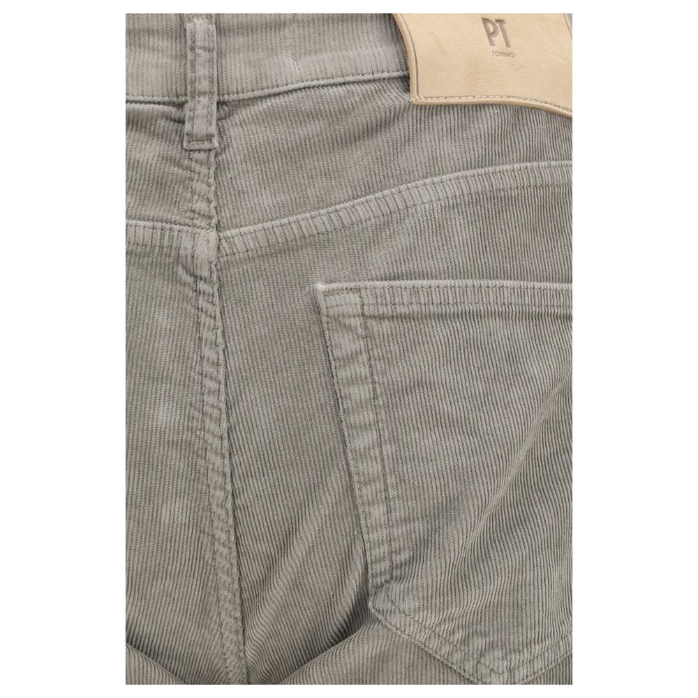 PT Torino Grey Cotton Casual Trousers