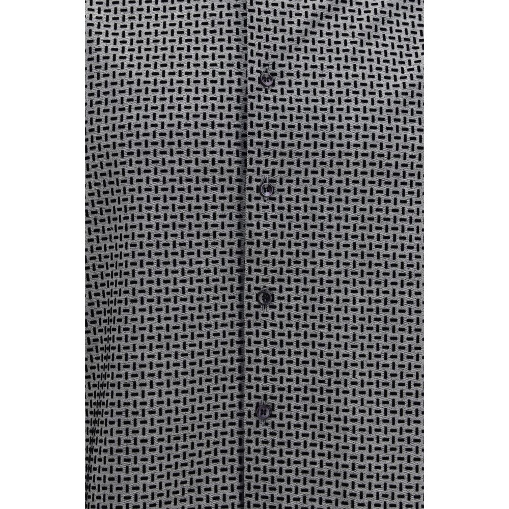 Giorgio Armani Grey Cotton Patterned Shirt