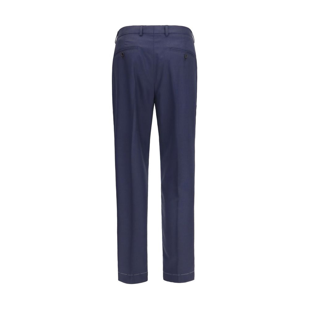 Brunello Cucinelli Blue Wool Dress Trousers