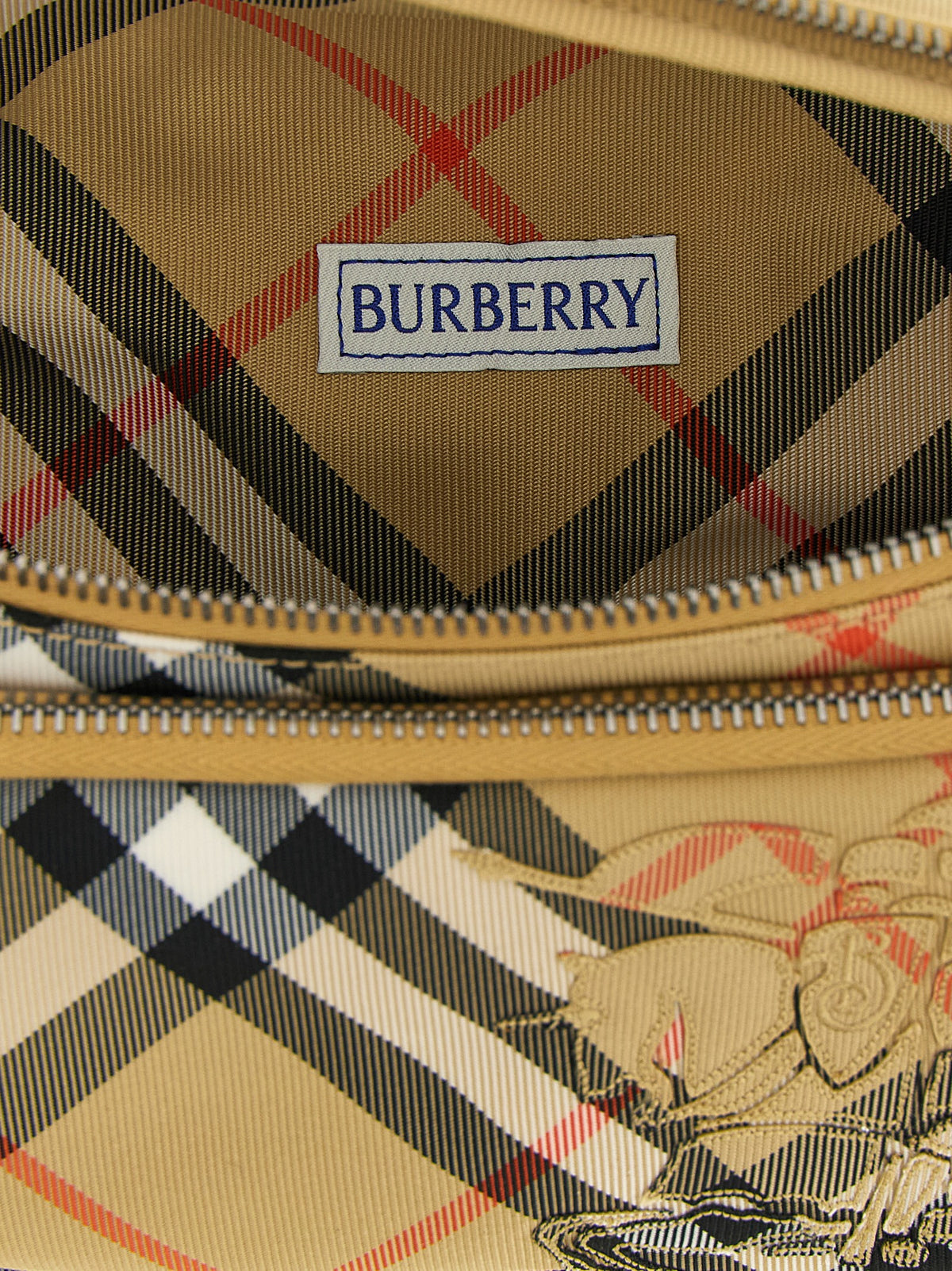 Beige Polyester Crossbody Bag
