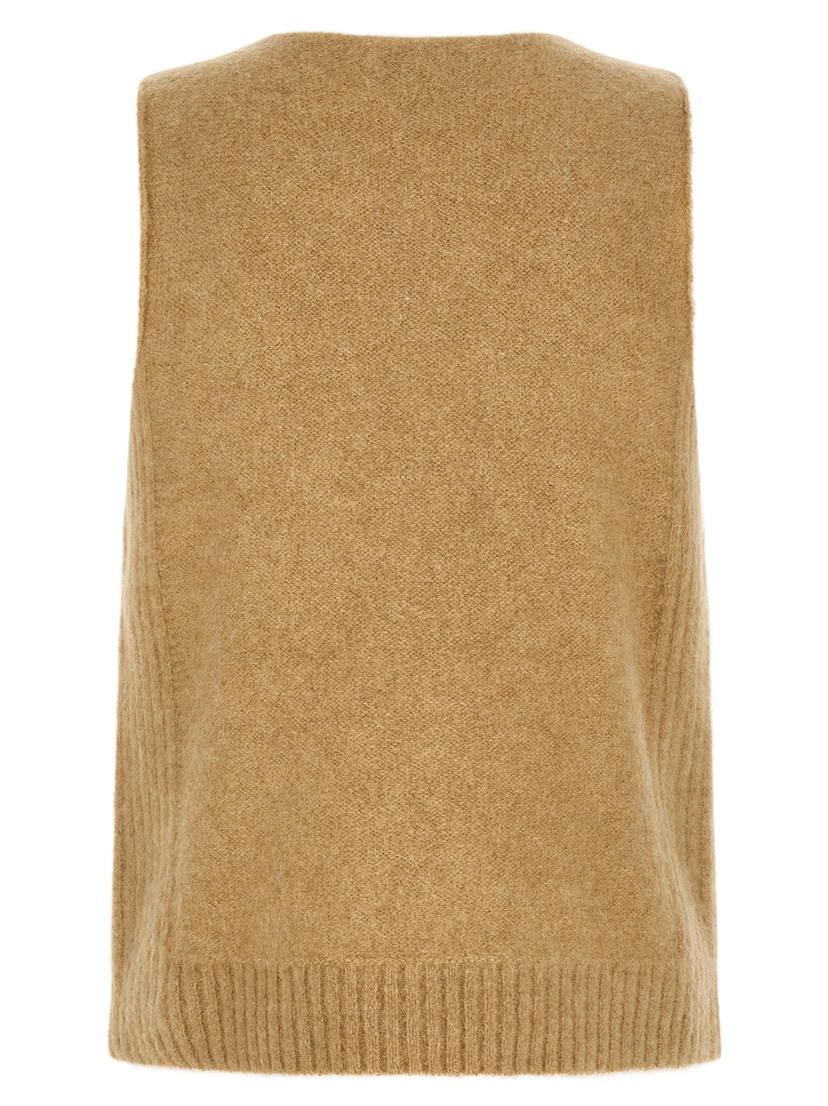 Beige Wool Sleeveles Sweater