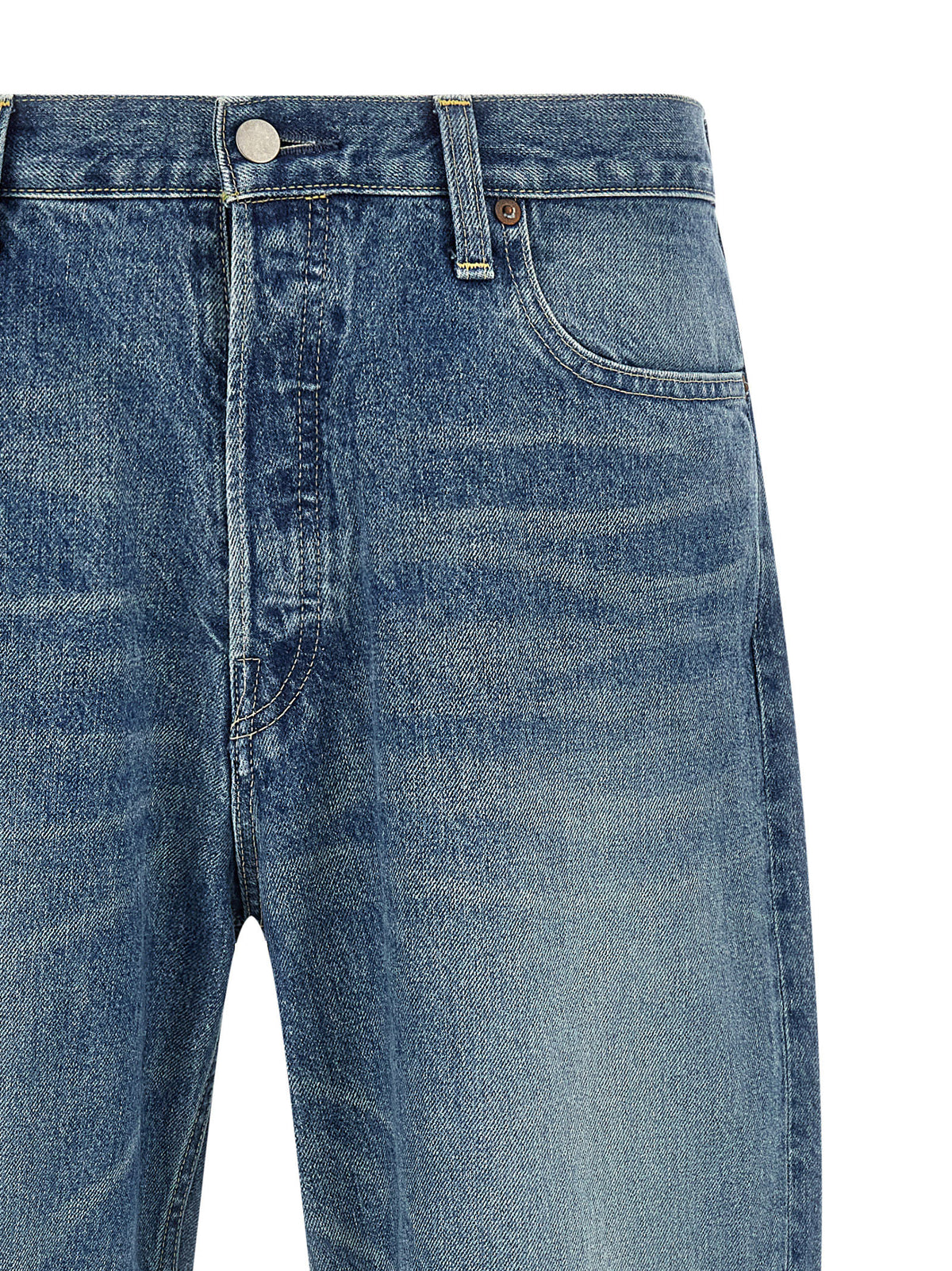 Blue Cotton Tapered Jeans