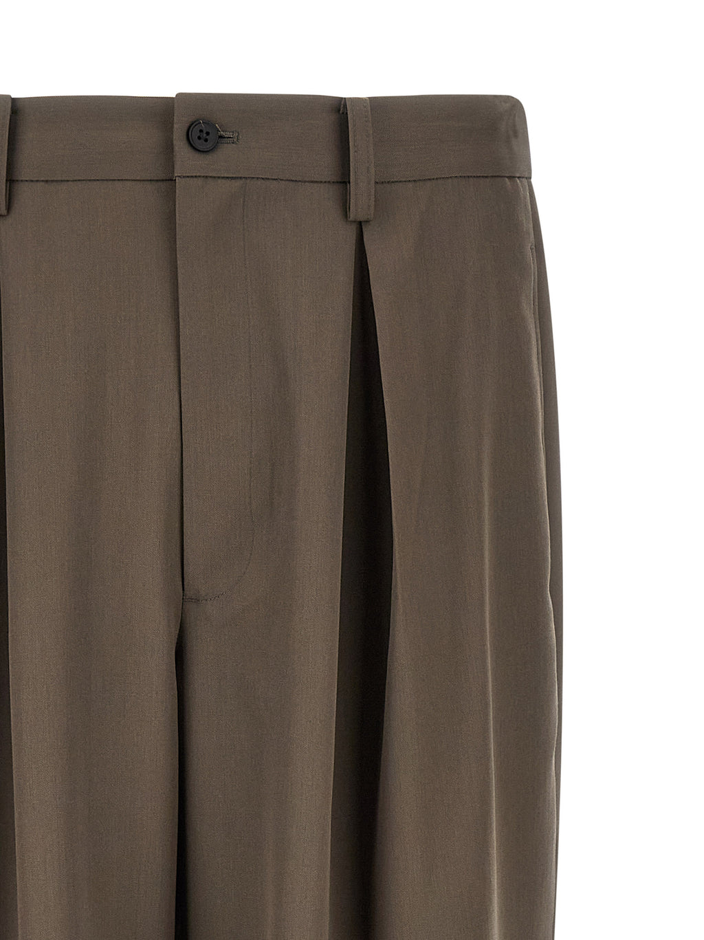 Brown Wool Casual Pants