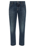 Blue Cotton Straight-Leg Jeans