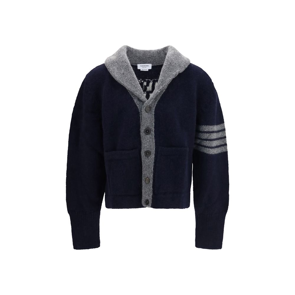 Thom Browne Blue Wool Cardigan