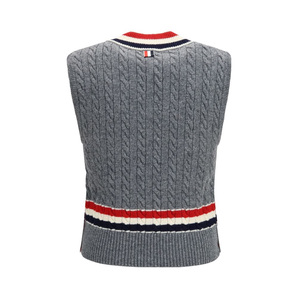 Thom Browne Grey Wool Sleeveless Sweater
