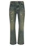 Blue Cotton Bootcut Jeans