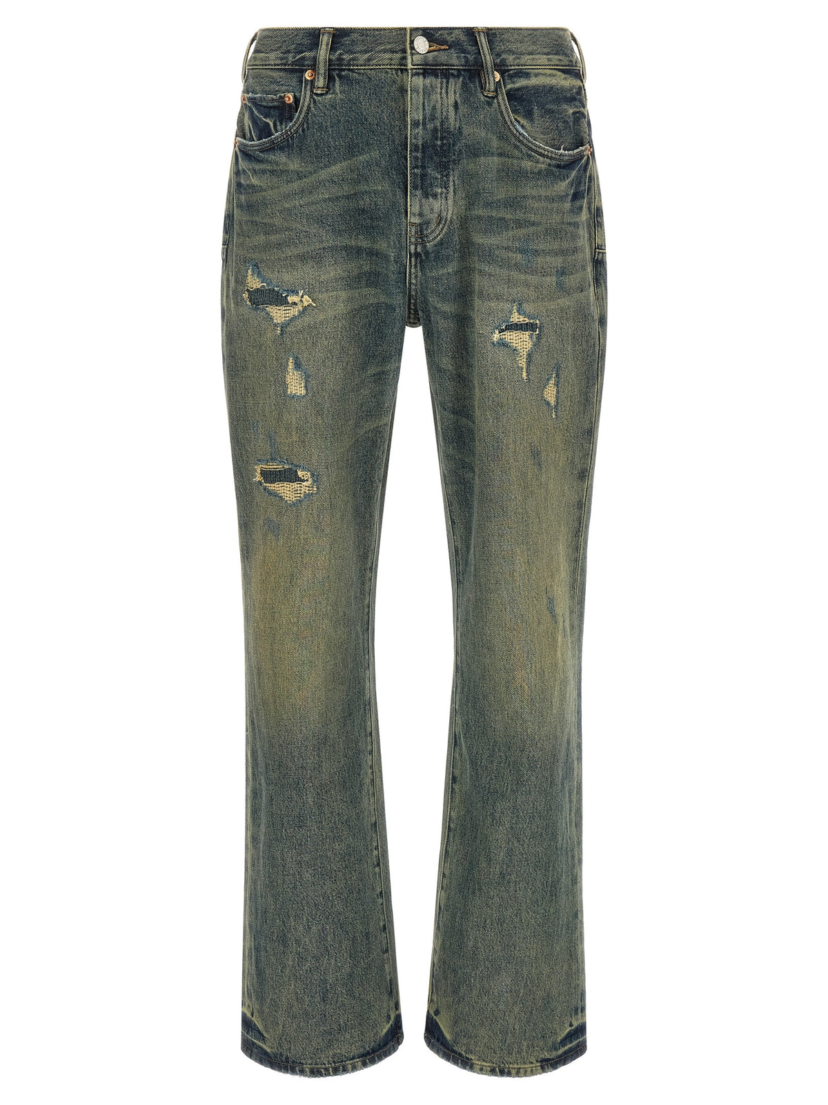 Blue Cotton Bootcut Jeans