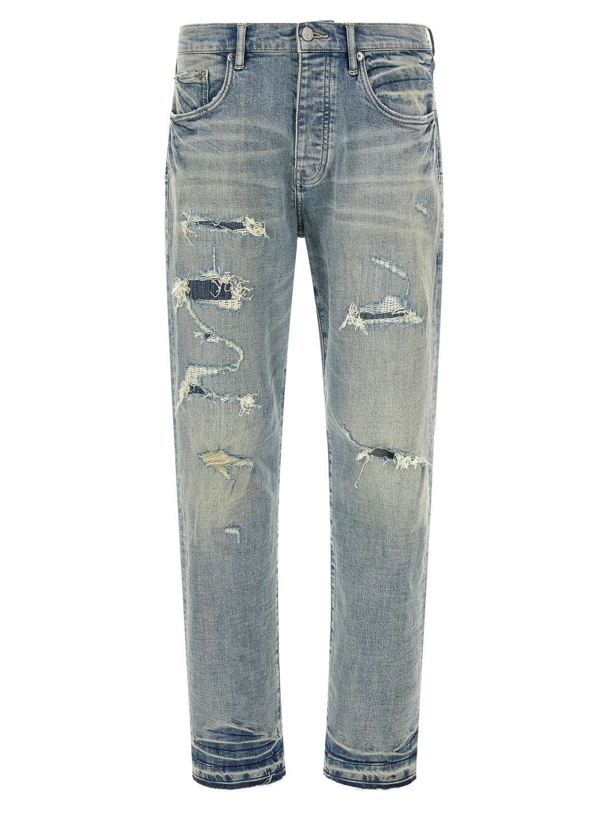 Blue Cotton Tapered Jeans