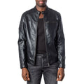 Black Artificial Leather Leather Jacket