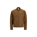 Beige Artificial Leather Full-Length Jacket