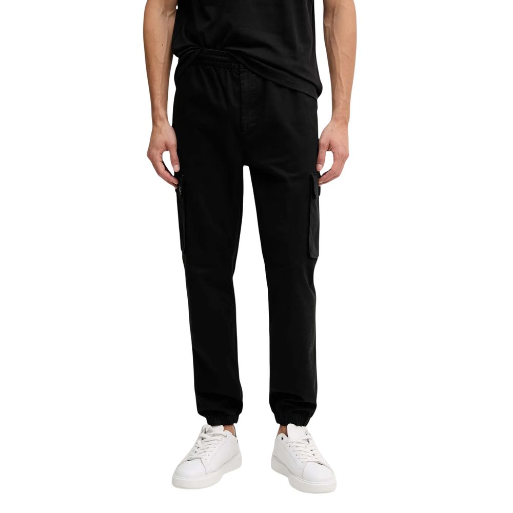 Black Cotton Cargo Pants