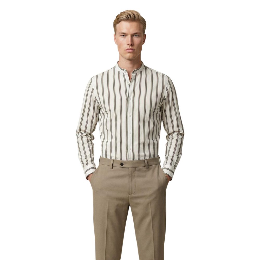 Gianni Lupo White Cotton Patterned Shirt