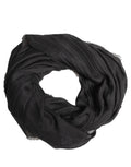 Black Silk Wool Fringed Men Lace Stole Scarf
