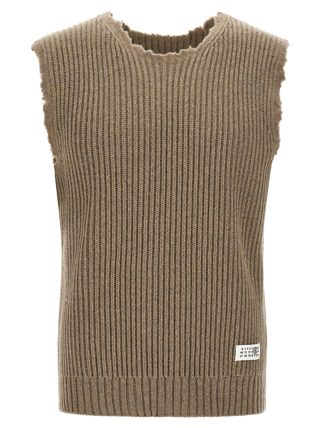 Beige Wool Sleeveles Sweater