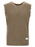 Beige Wool Sleeveles Sweater