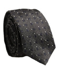 Men Dark Gray Geometric Silk Adjustable Tied Necktie Tie