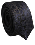 Men Dark Blue Floral Jacquard Adjustable Tied Necktie Tie
