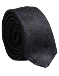 Men Black Floral Jacquard Adjustable Tied Necktie Tie