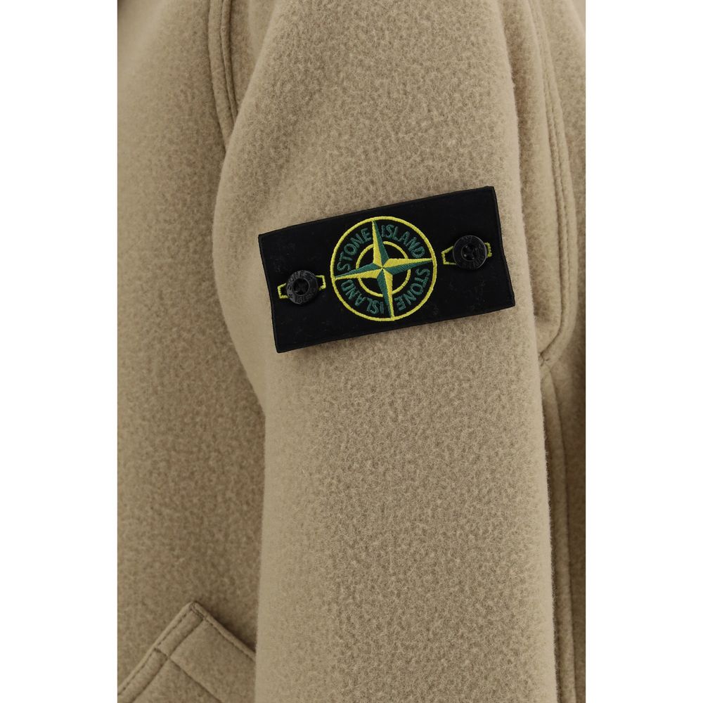 Stone Island Beige Wool Long Jacket