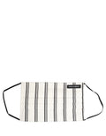White Black Pinstripe Pleated Elastic Ear Strap Face Mask