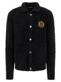 Black Alpaca Leather Cardigan