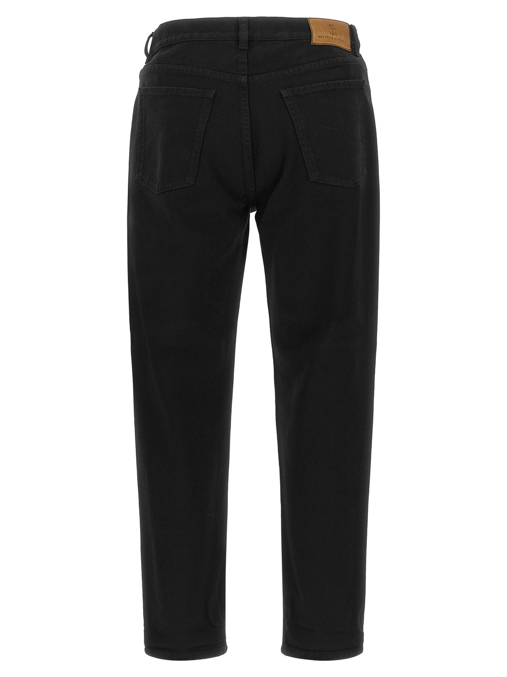 Black Cotton Straight-Leg Jeans