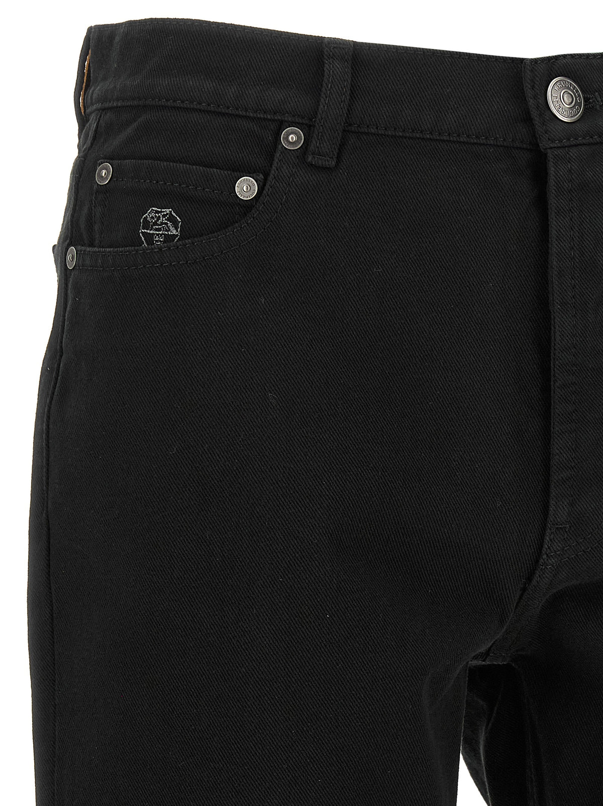 Black Cotton Straight-Leg Jeans