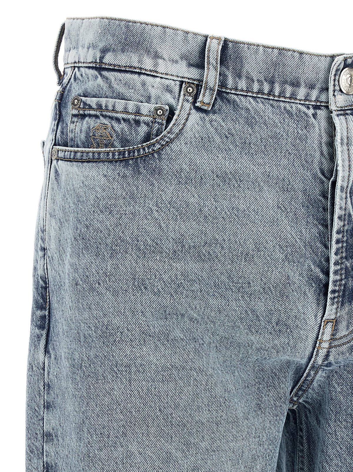 Brunello Cucinelli Blue Cotton High-Waisted Jeans