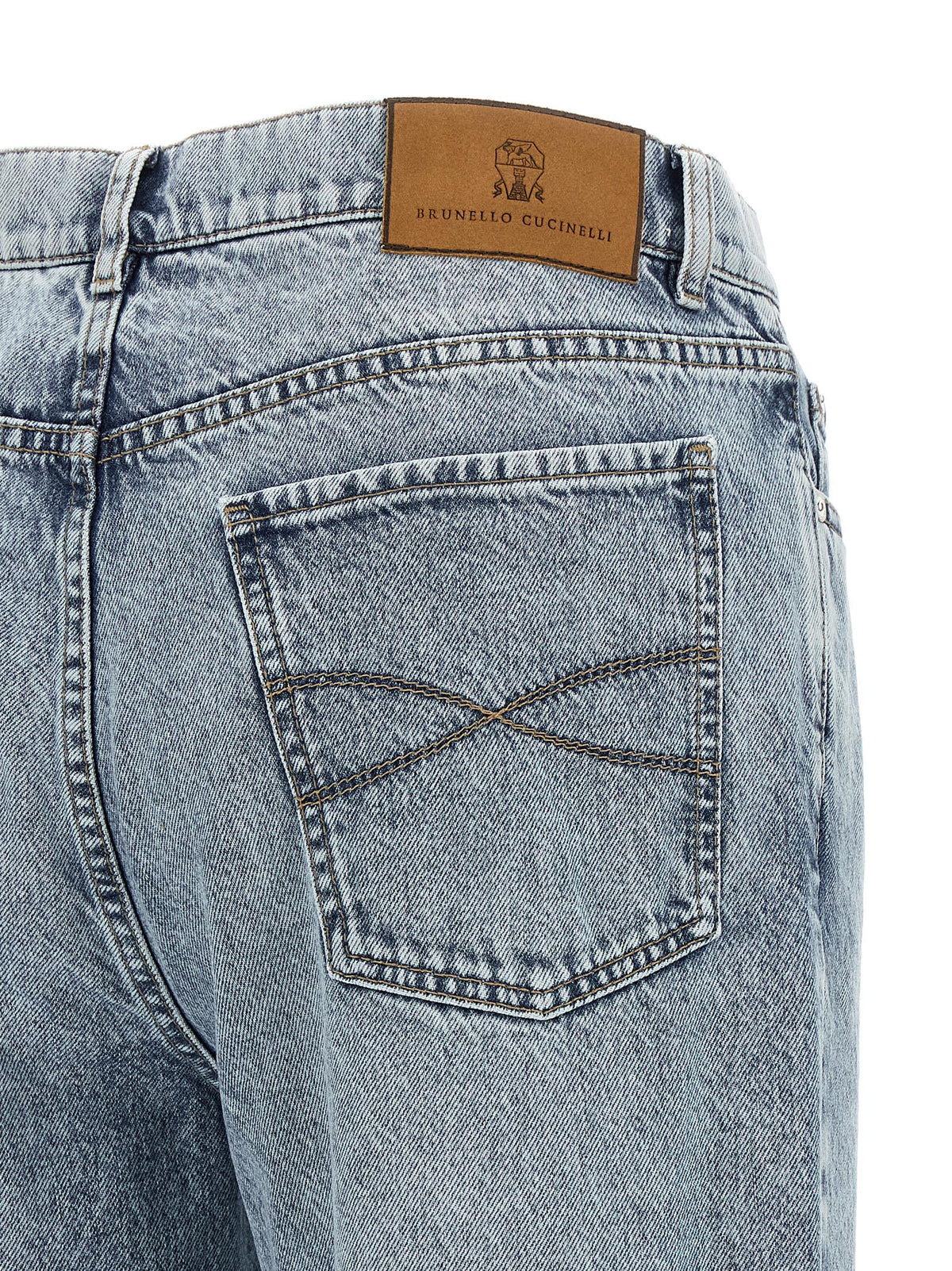 Brunello Cucinelli Blue Cotton High-Waisted Jeans