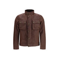 Brown Cotton Biker Jacket