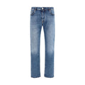 Blue Cotton Tapered Jeans