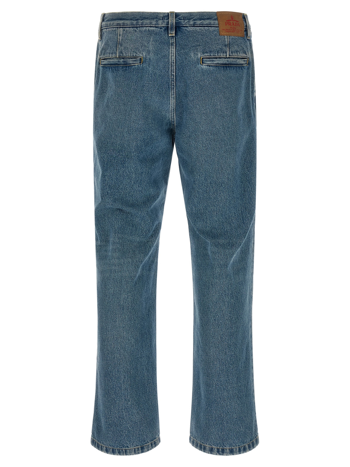 Blue Cotton Straight-Leg Jeans