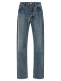Blue Cotton Straight-Leg Jeans