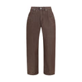 Brown Polyester Straight-Leg Jeans