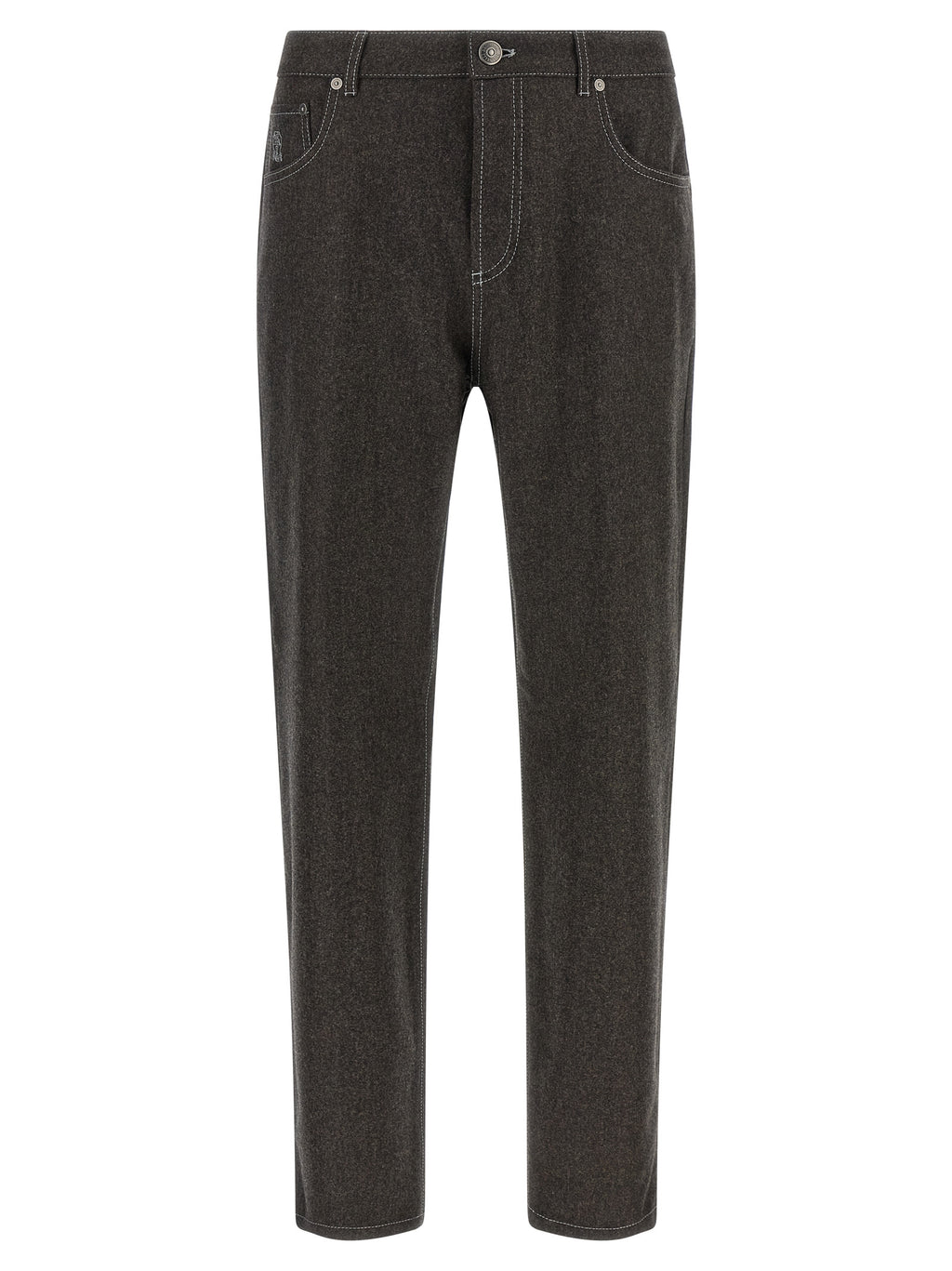 Gray Virgin Wool Casual Pants