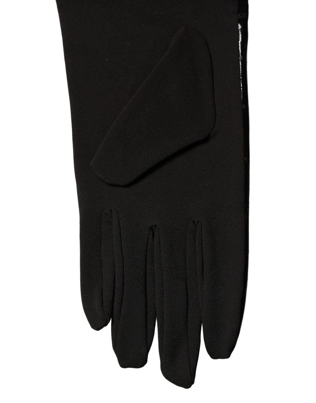 Black Polyester Patterned Short Length Gloves
