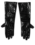 Black Polyester Patterned Short Length Gloves