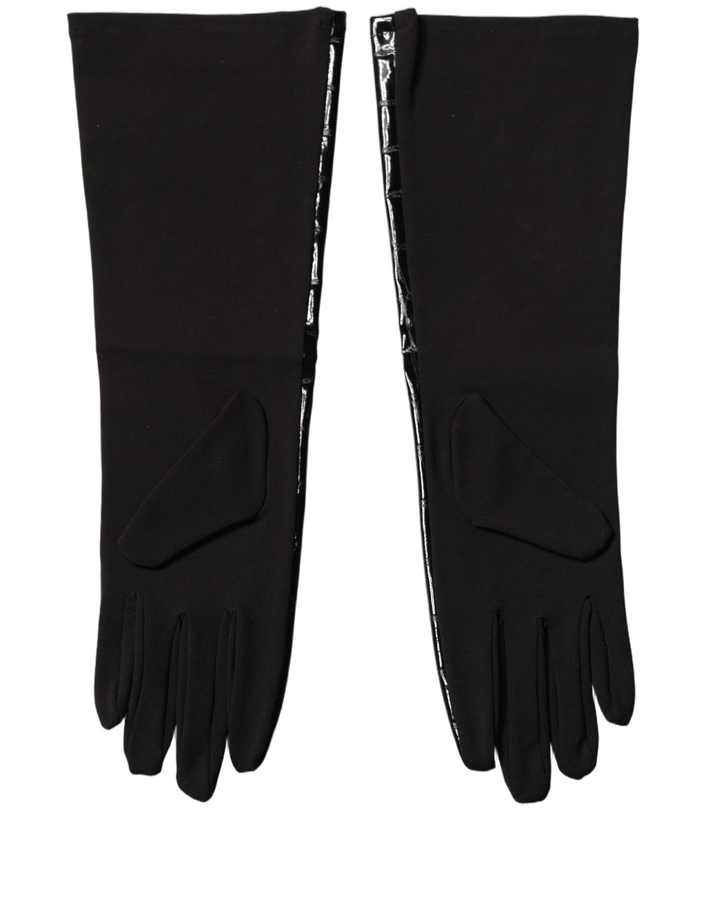 Black Polyester Patterned Short Length Gloves