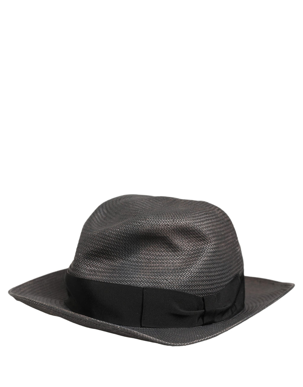 Men Gray Paper Woven Wide Brim Fedora Hat