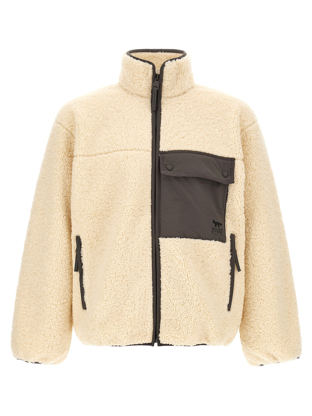 Beige Polyester Full-Length Jacket