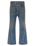 Blue Cotton Flared Jeans
