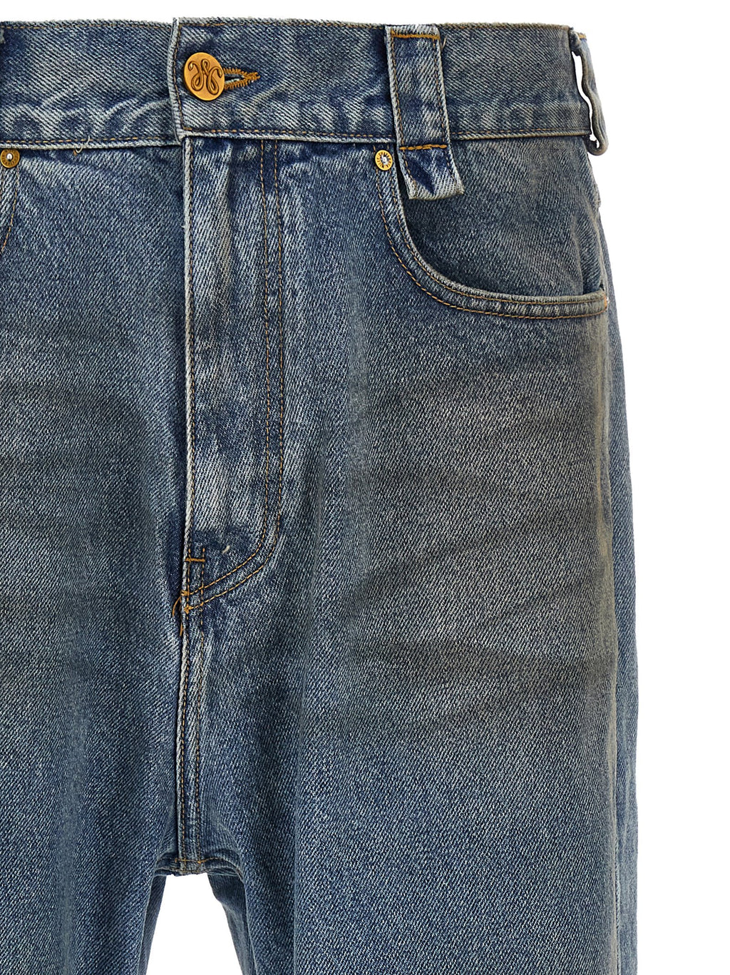 Blue Cotton Flared Jeans